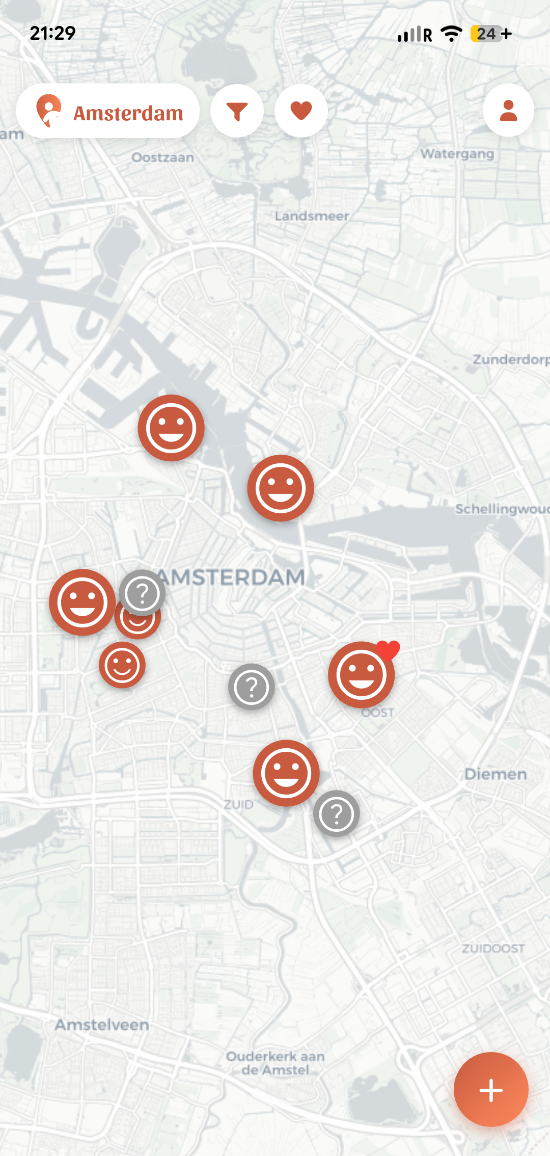 TribuMap map view showing kid-friendly places in Amsterdam