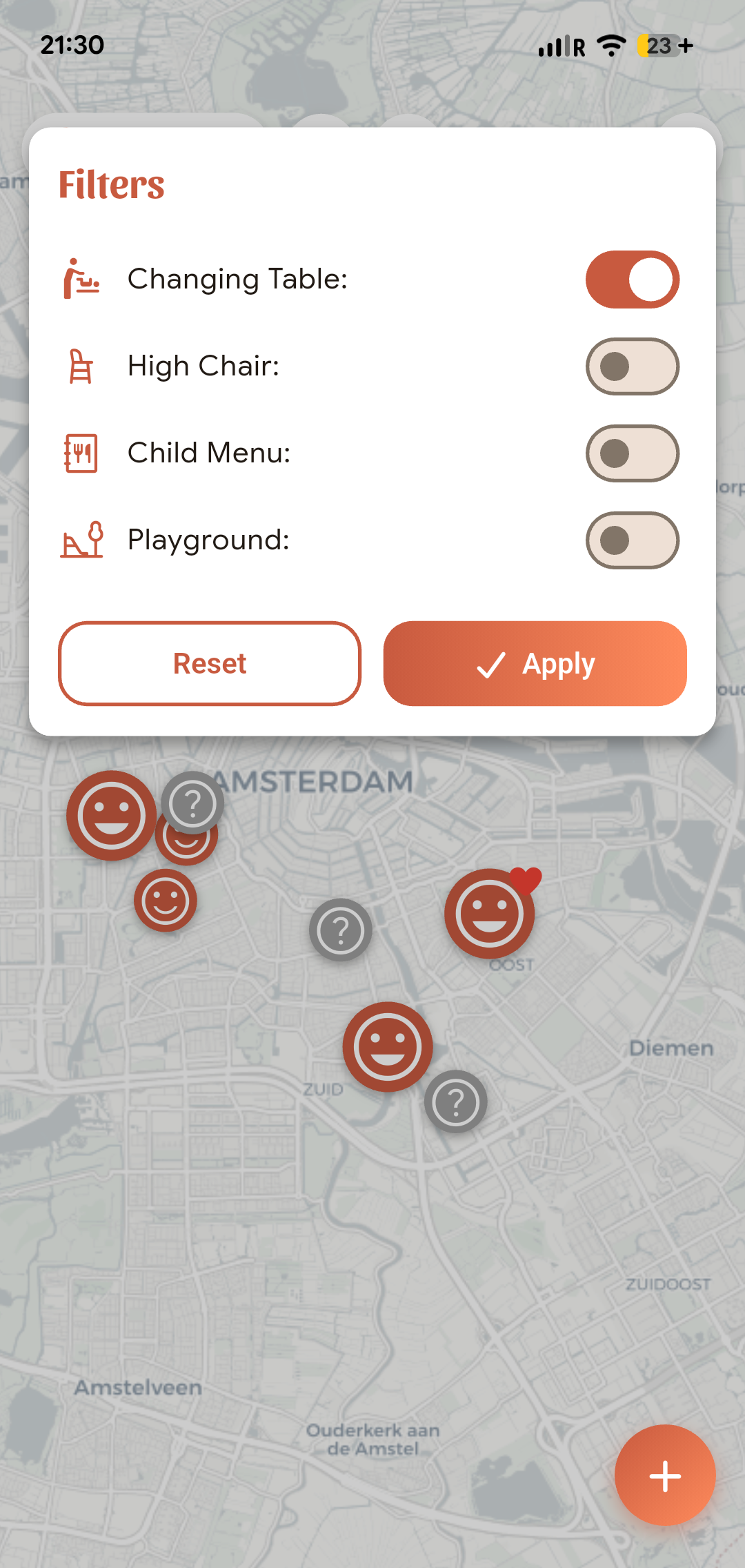 Filter by amenities